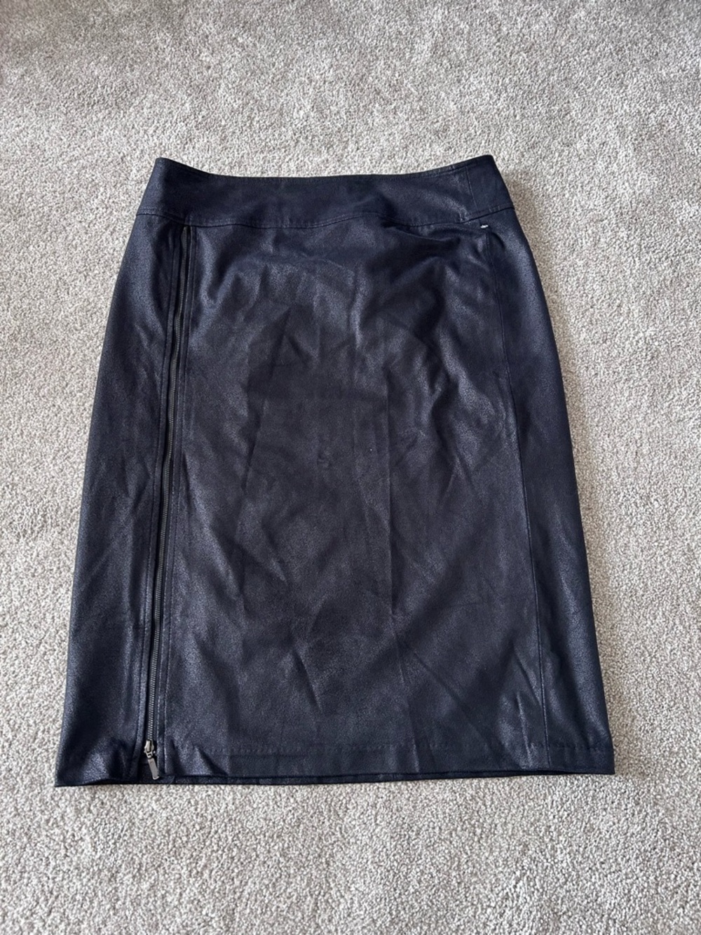 Tribal Black Sleek Metallic Sheen Pencil Skirt Zip Detail Minimalist Chic